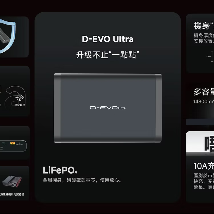 新款 D-EVO Ultra ( LiFePO 4 -11800mAh - 14800mAh ) 香港行貨兩年保養 車cam外置電源