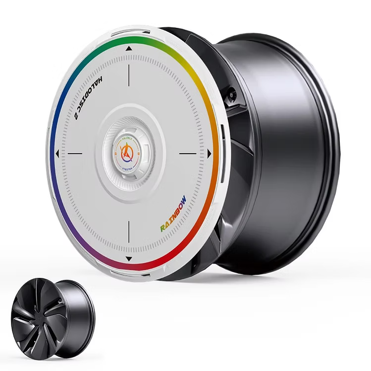 HALODISC 2 Wheel Covers for Tesla Model Y Juniper 19" Crossflow Wheels RainbowRD