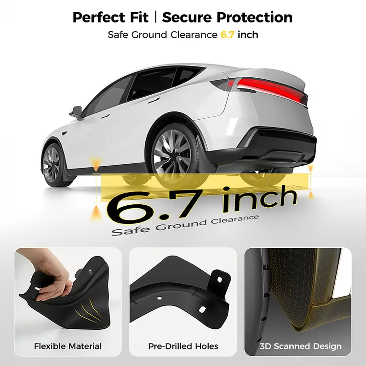 3W Flaps 擋泥板 For Tesla Model Y Juniper 2025+ / Model 3 Highland 2024+