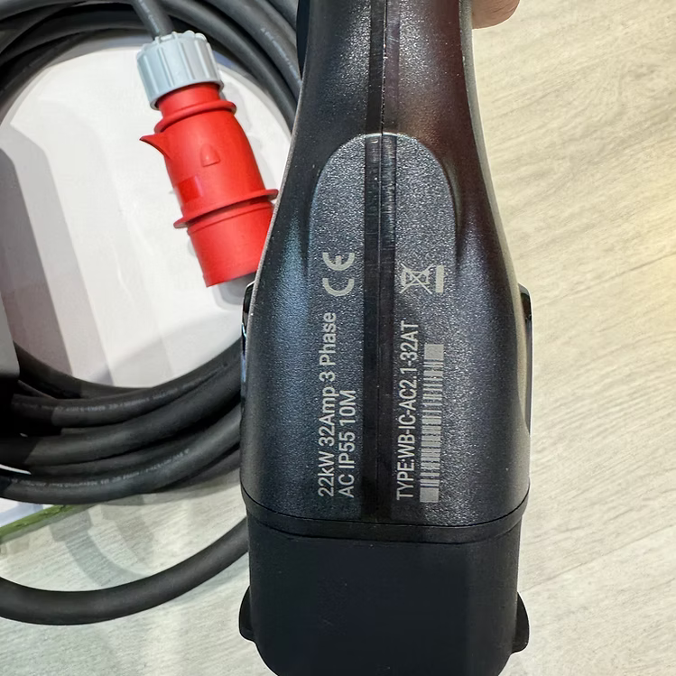 S3XYEV 32A三相雙溫控紅色工業頭5針(62mm)IP67帶溫控CEE to Type 2流動充電器(第二代)7.5米
